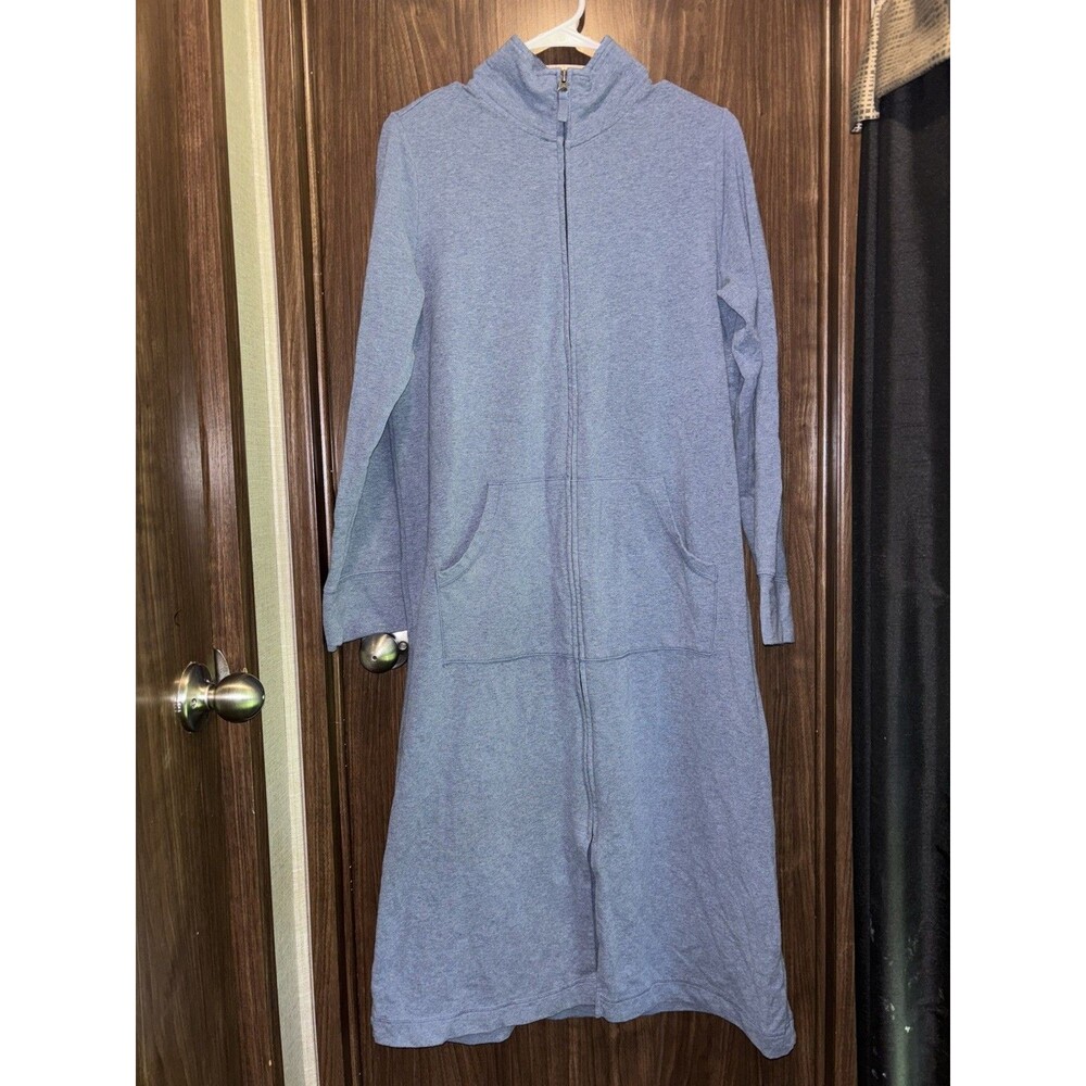 LL Bean Signature Sweater Dress Women's XS Blue Full Zip Pockets Mock Neck